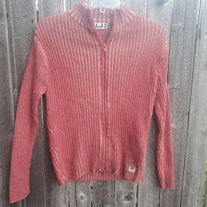 Adolfo Dominguez Red Zip Up Fitted Sweater sz Med